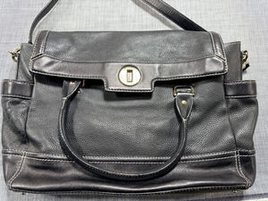 Kate Spade New York Black Pebble Leather Satchel Shoulder Bag Medium Tote